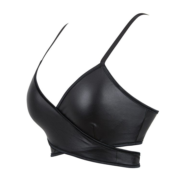 Punk Cross Strappy Faux Leather Bustier