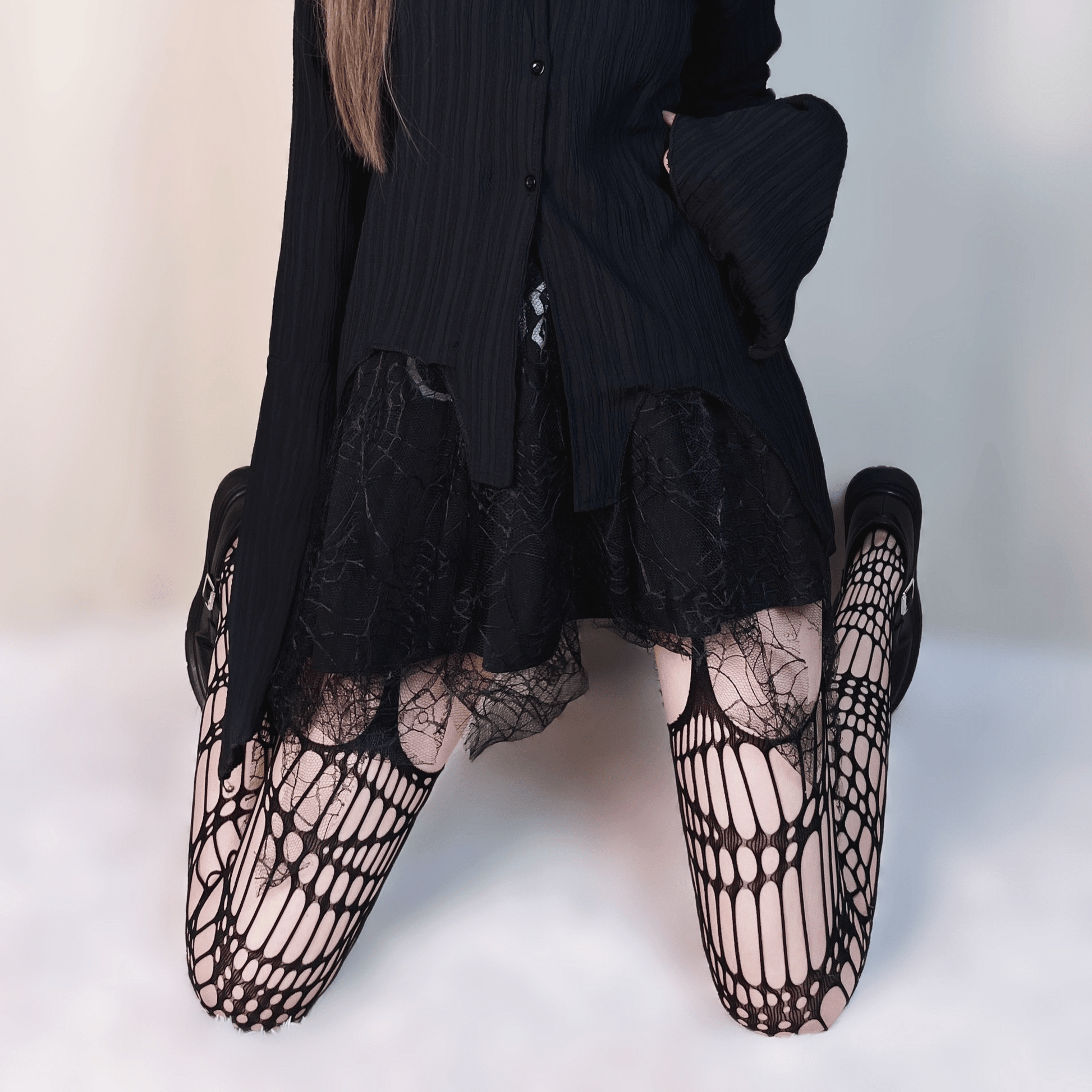 Punk Cutout Mesh Stocking