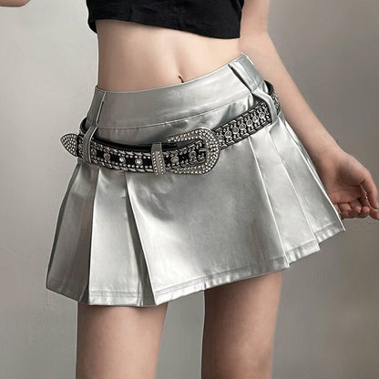 Punk Glistening Pleated Skirt