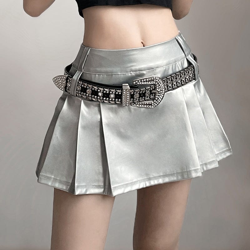 Punk Glistening Pleated Skirt