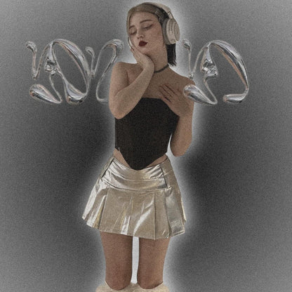 Punk Glistening Pleated Skirt