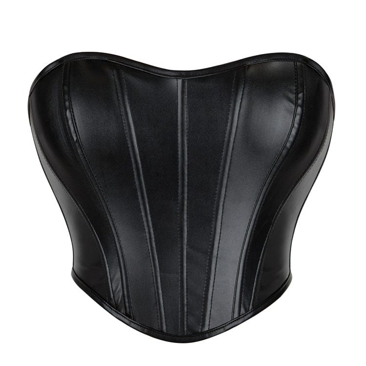 Punk Lace-up Faux Leather Overbust Corset