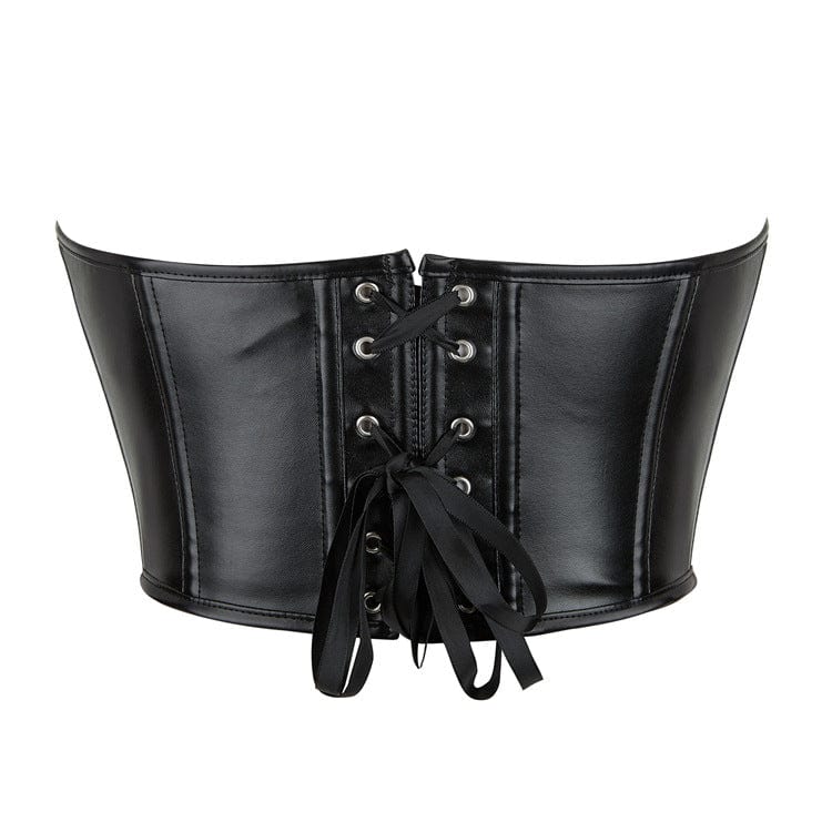 Punk Lace-up Faux Leather Overbust Corset