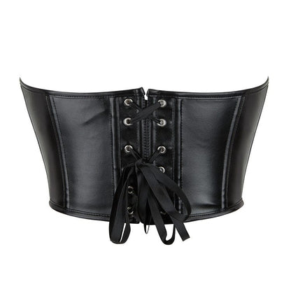 Punk Lace-up Faux Leather Overbust Corset