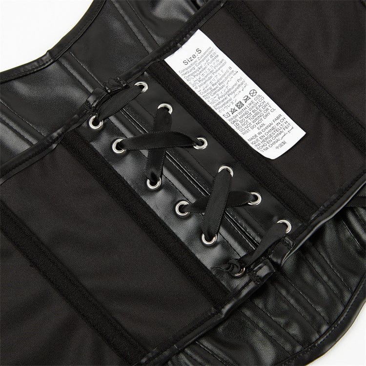 Punk Lace-up Faux Leather Overbust Corset