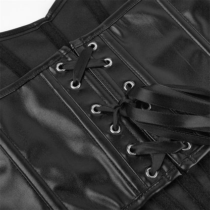 Punk Lace-up Faux Leather Overbust Corset