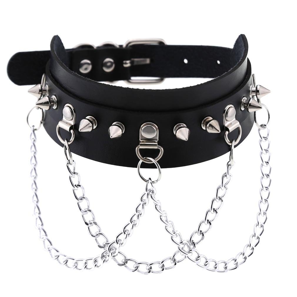Punk Rivets Chained Choker