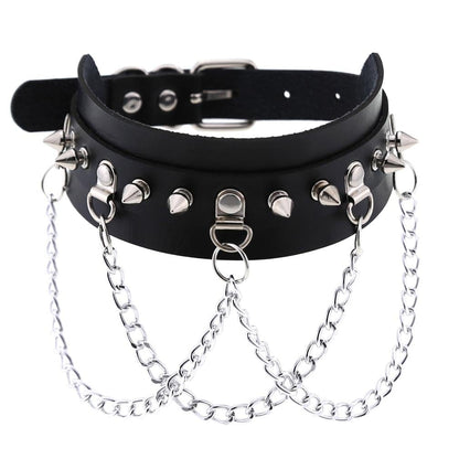 Punk Rivets Chained Choker