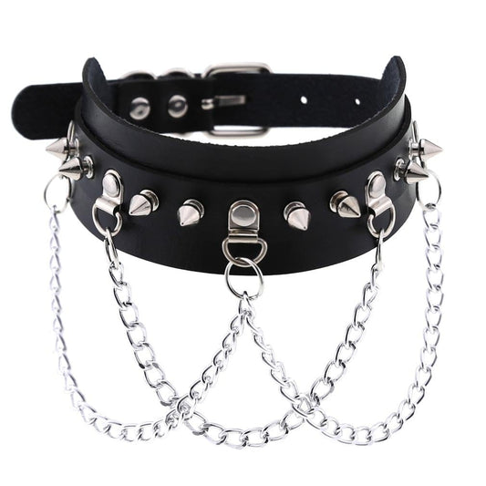 Punk Rivets Chained Choker