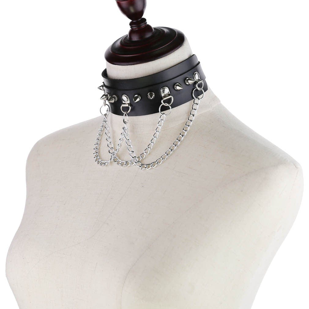 Punk Rivets Chained Choker