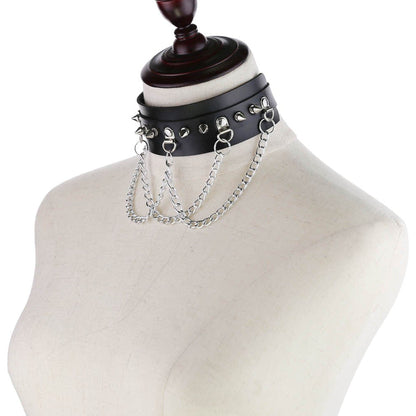 Punk Rivets Chained Choker