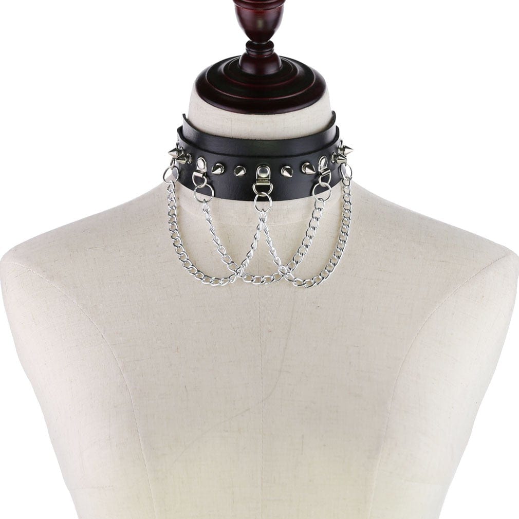 Punk Rivets Chained Choker