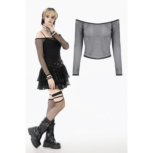 Punk Off-Shoulder Mesh Top