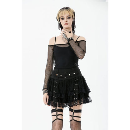 Punk Off-Shoulder Mesh Top