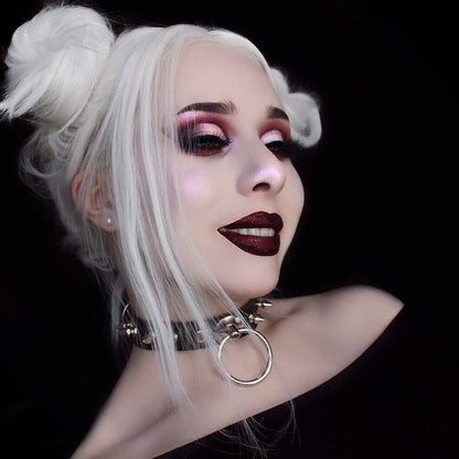 Punk PU Leather Choker With O-rings