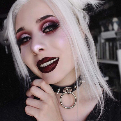 Punk PU Leather Choker With O-rings