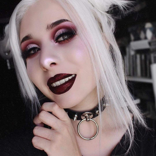 Punk PU Leather Choker With O-rings