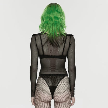 Cyberpunk Armor Shoulder Sheer Bodysuit