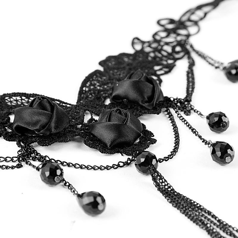 Flower Embroidered Egyptian Fancy Crystal Necklace