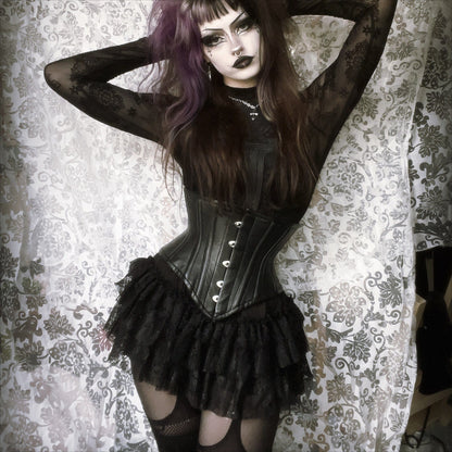Gothic Cross Flocking Mesh Sheer T-shirt