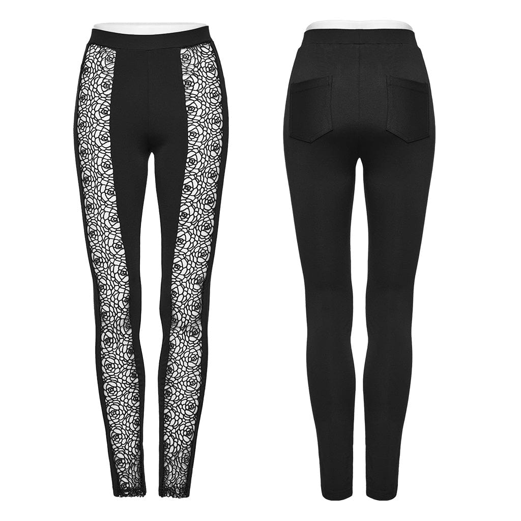 Gothic Floral Cutout Leggings