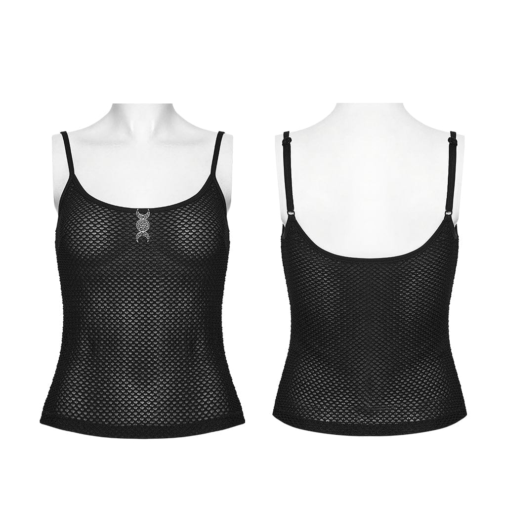 Gothic Moon Mesh Tank Top
