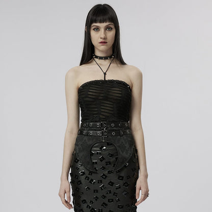 Gothic Ripped Halterneck Tank Top