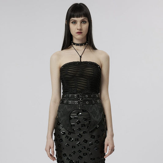 Gothic Ripped Halterneck Tank Top