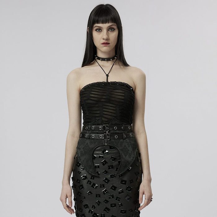Gothic Ripped Halterneck Tank Top