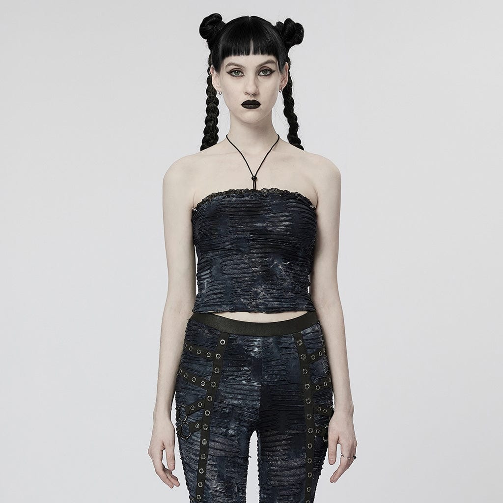 Gothic Ripped Halterneck Tank Top