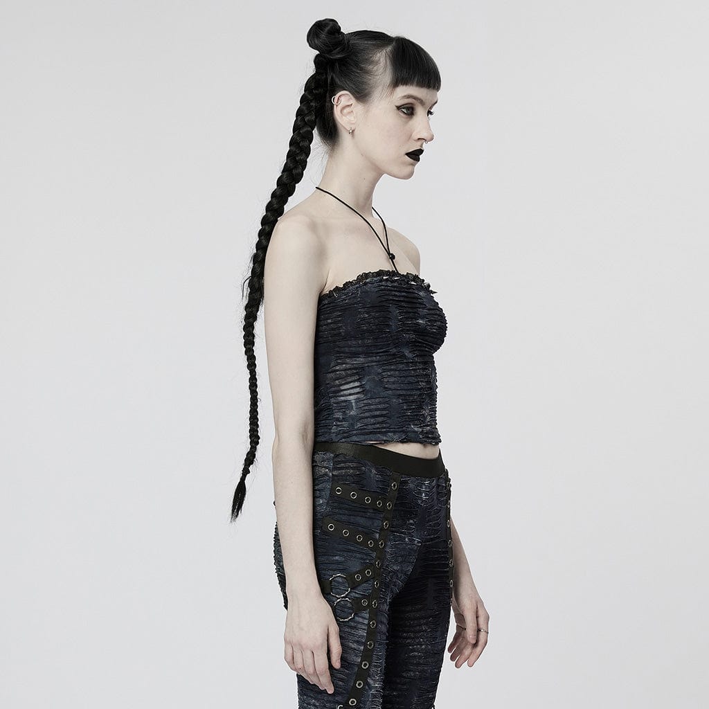 Gothic Ripped Halterneck Tank Top