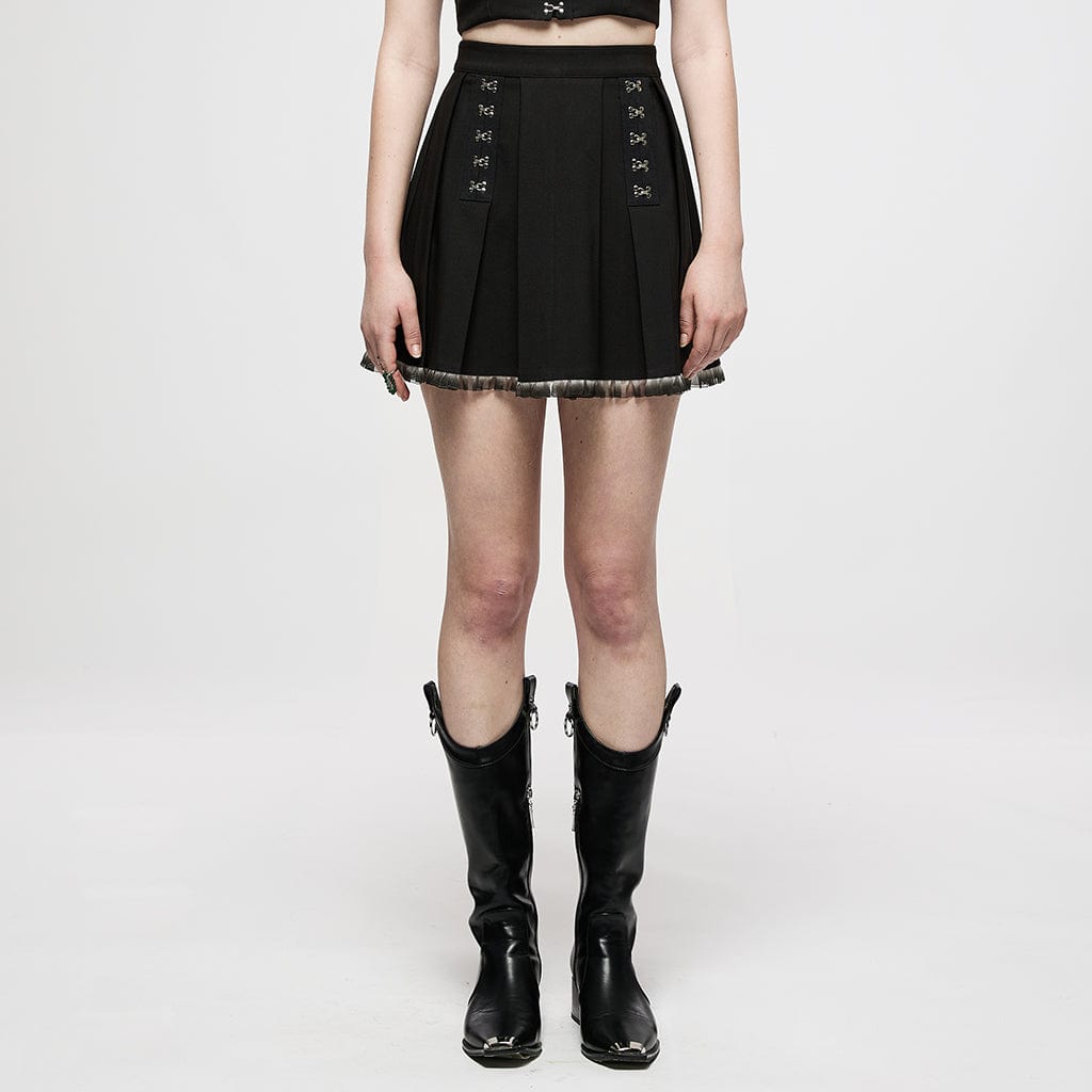 Grunge Crisscross Short Pleated Skirt