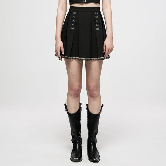 Grunge Crisscross Short Pleated Skirt