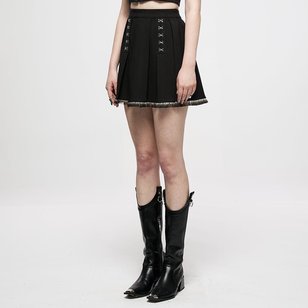 Grunge Crisscross Short Pleated Skirt