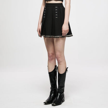 Grunge Crisscross Short Pleated Skirt