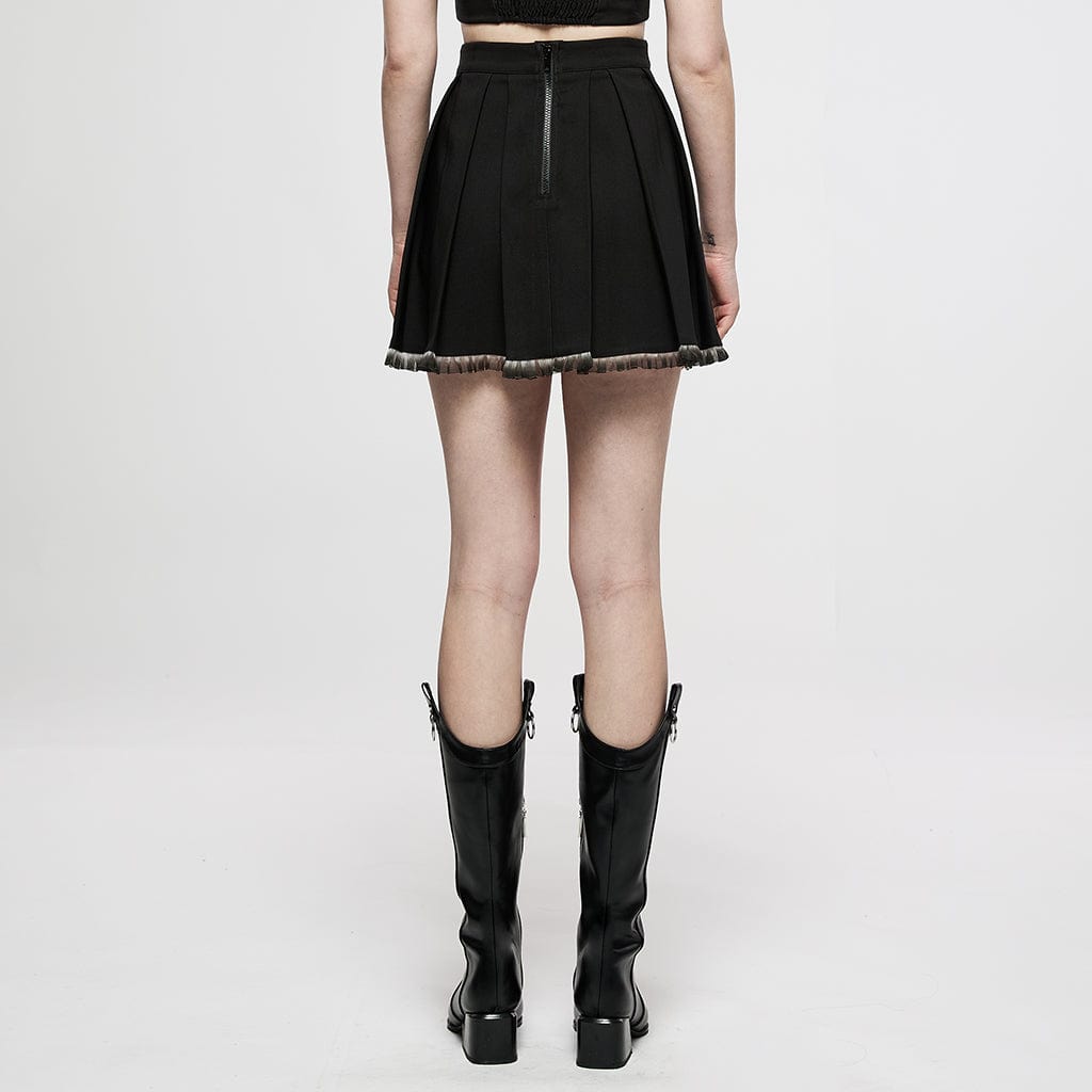 Grunge Crisscross Short Pleated Skirt