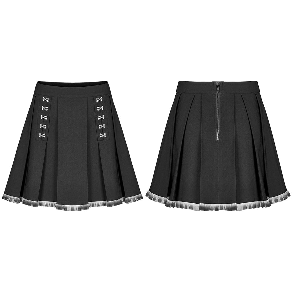 Grunge Crisscross Short Pleated Skirt