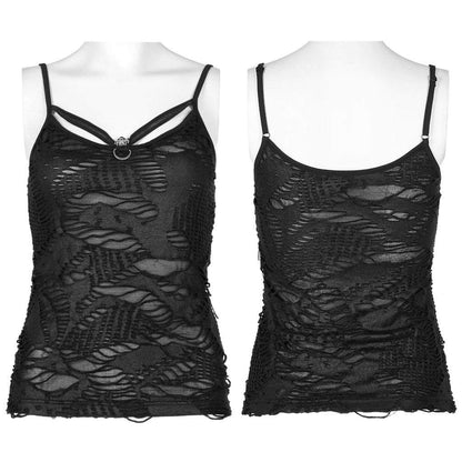 Grunge Cutout Skull Ripped Tank Top