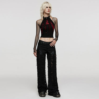 Grunge Ripped Halterneck Tank Top