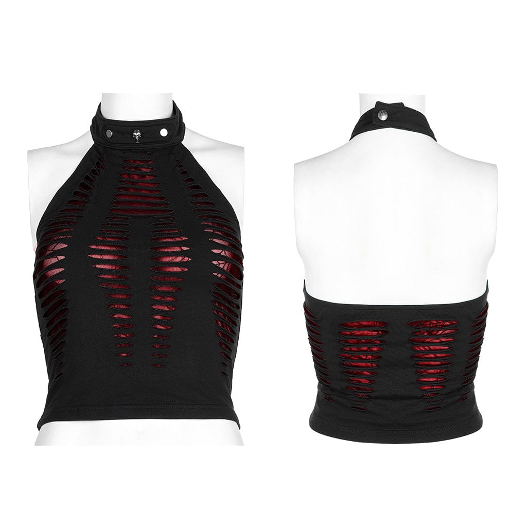 Grunge Ripped Halterneck Tank Top