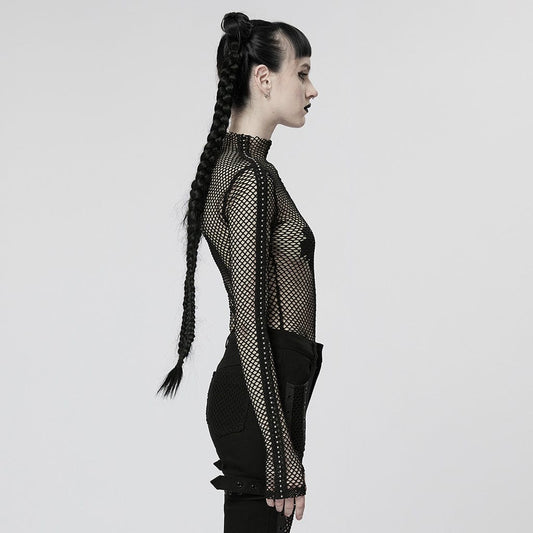 Punk Nailed Sheer Mesh Top