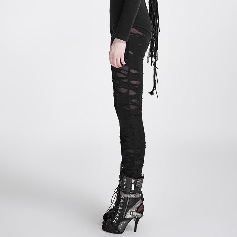 Punk Ripped Black Leggings