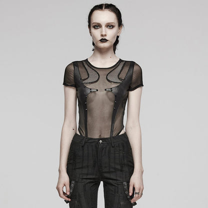 Punk Sheer Stud Mesh Bodysuit