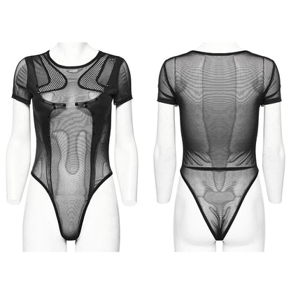 Punk Sheer Stud Mesh Bodysuit