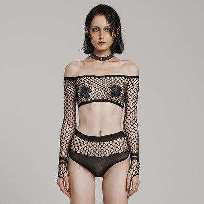 Punk Slim Fitted Mesh Lingerie Set