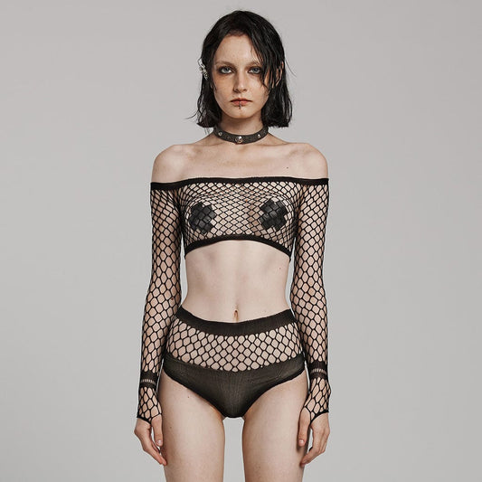 Punk Slim Fitted Mesh Lingerie Set
