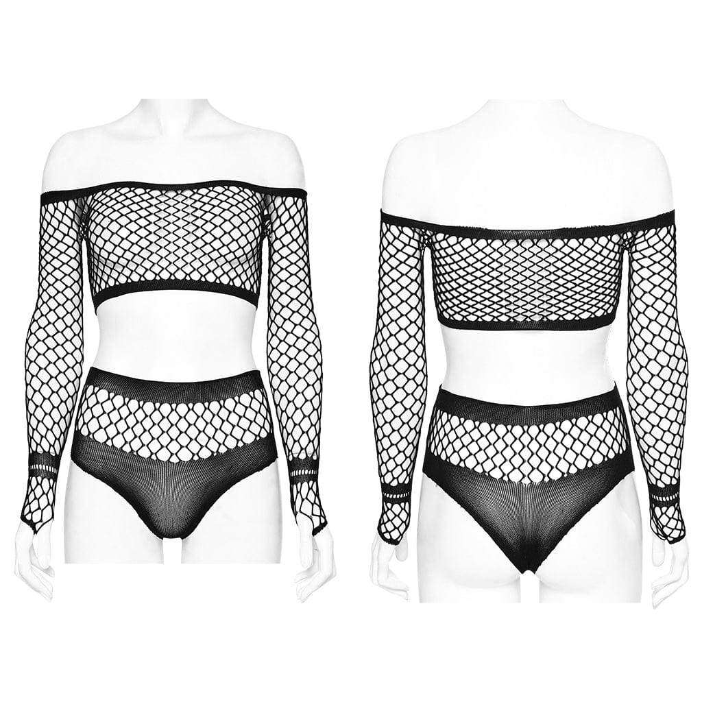 Punk Slim Fitted Mesh Lingerie Set