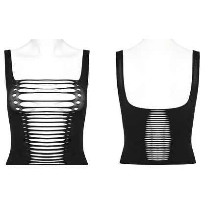 Punk Spaghetti Straps Ripped Tank Top