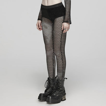 Punk Tie-dyed Mesh Leggings Black