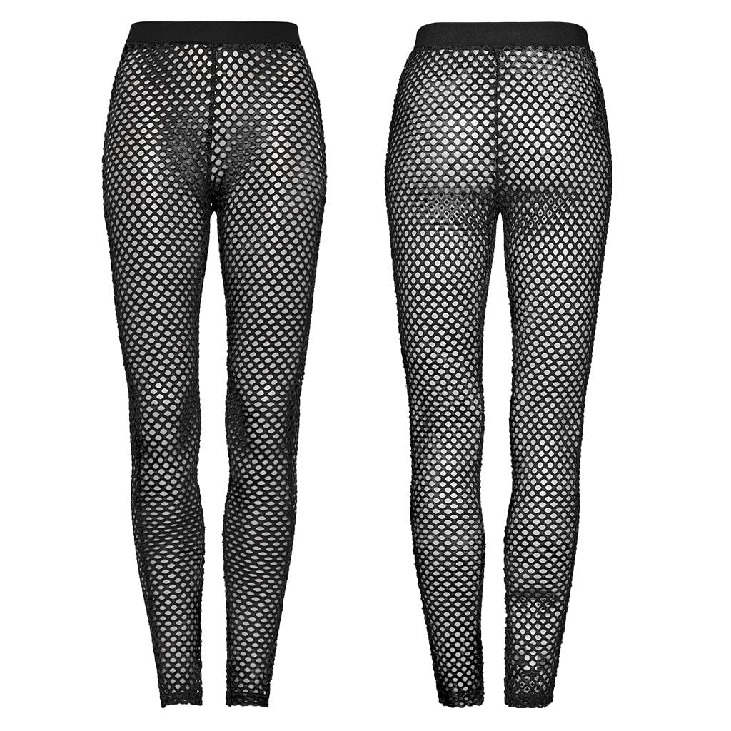 Punk Tie-dyed Mesh Leggings Black